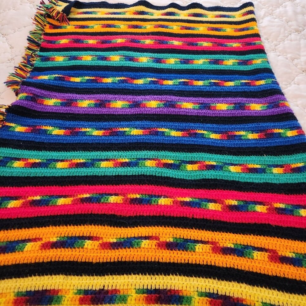 Bright Granny core Southwest look Lap Blanket Red, Yellow, Green, Blue, Purple,